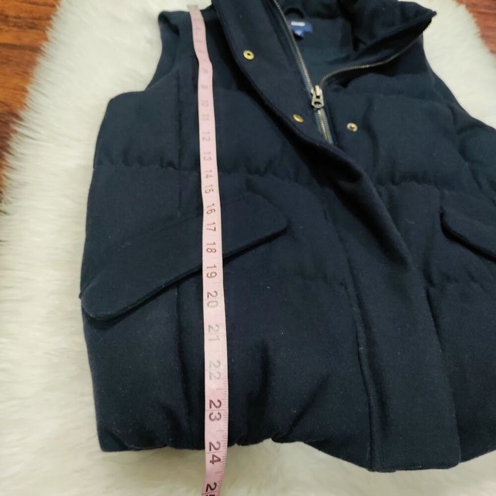 Gap Cotton Blend Womens Medium Zip Front Sleeveless Warm Puffer Vest Navy Blue - Picture 11 of 11